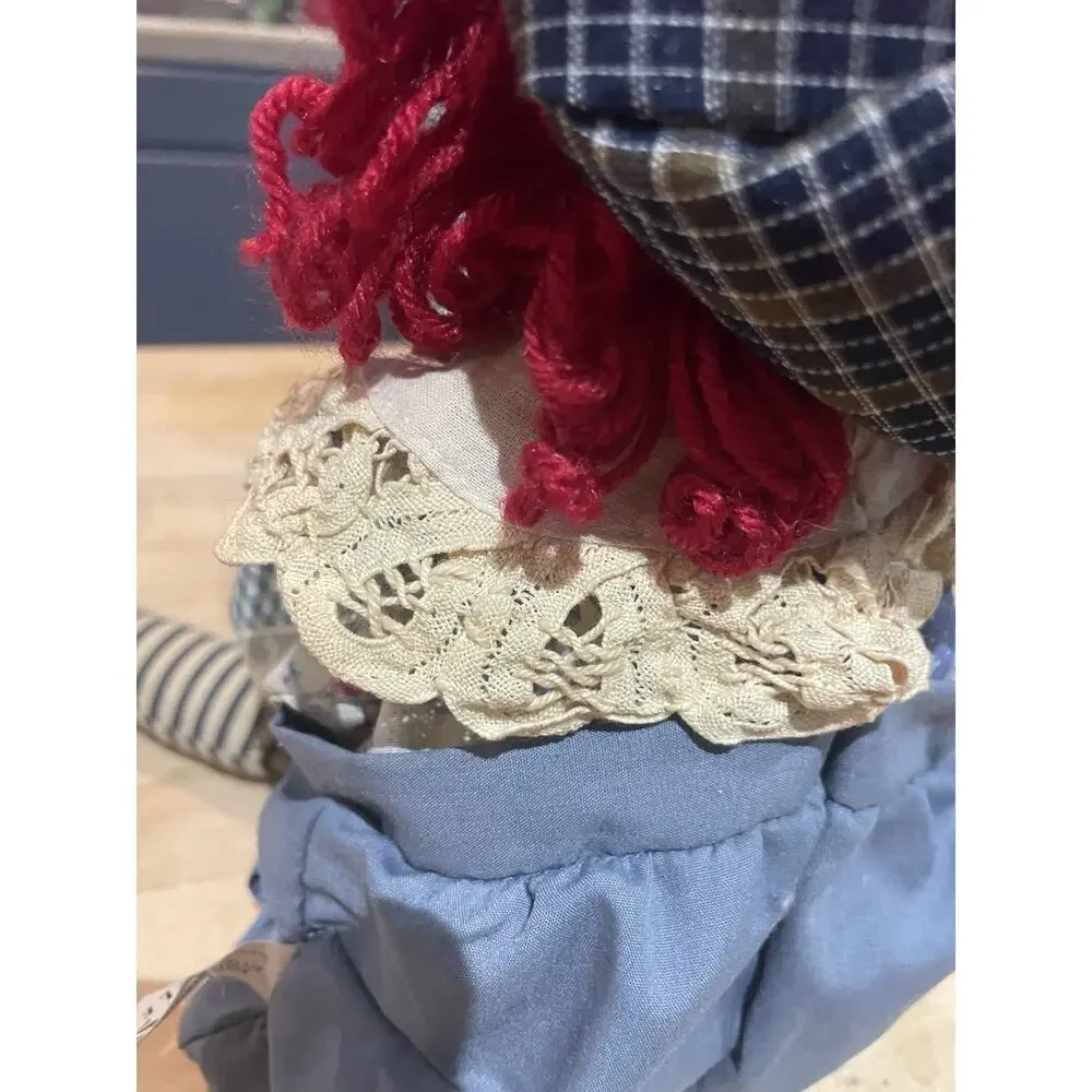 Girl Shelf Sitting Country Cloth Rag Doll Friends Forever Hearts Tender Hearted